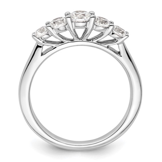 "14K White Gold 5-Stone Shared Prong (Holds 1-3.9, 2-3.4, 2-3.1mm Round) Diamond Band Mounting"