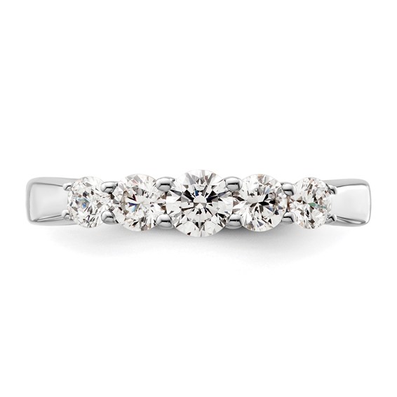 "14K White Gold 5-Stone Shared Prong (Holds 1-3.9, 2-3.4, 2-3.1mm Round) Diamond Band Mounting"