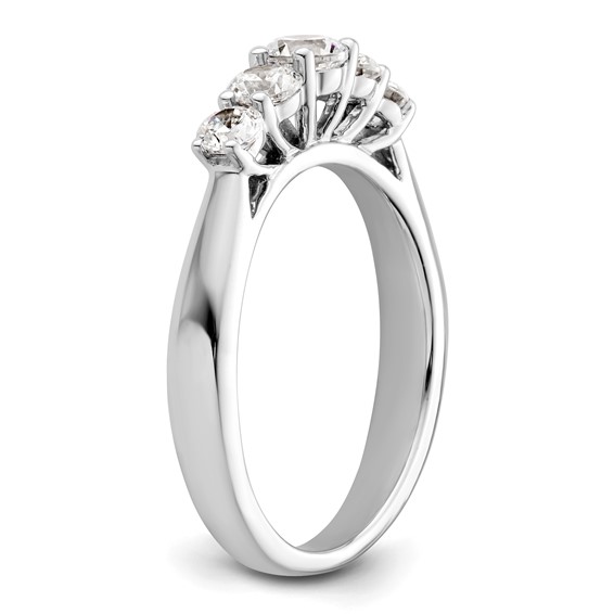 "14K White Gold 5-Stone Shared Prong (Holds 1-3.9, 2-3.4, 2-3.1mm Round) Diamond Band Mounting"