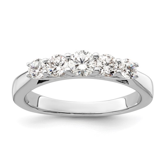 "14K White Gold 5-Stone Shared Prong (Holds 1-3.9, 2-3.4, 2-3.1mm Round) Diamond Band Mounting"