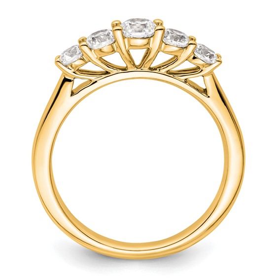 "14K Yellow Gold 5-Stone Shared Prong (Holds 1-3.9, 2-3.4, 2-3.1mm Round) Diamond Band Mounting"