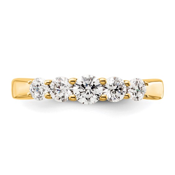 "14K Yellow Gold 5-Stone Shared Prong (Holds 1-3.9, 2-3.4, 2-3.1mm Round) Diamond Band Mounting"