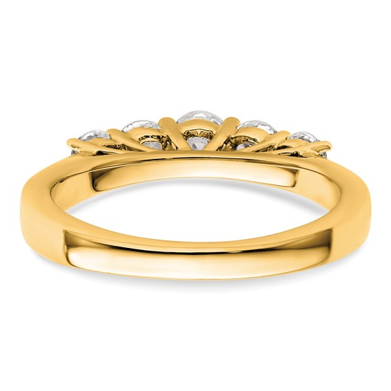 "14K Yellow Gold 5-Stone Shared Prong (Holds 1-3.9, 2-3.4, 2-3.1mm Round) Diamond Band Mounting"