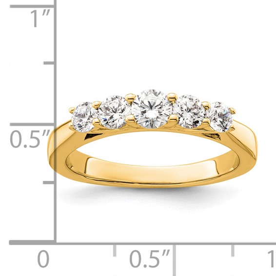 "14K Yellow Gold 5-Stone Shared Prong (Holds 1-3.9, 2-3.4, 2-3.1mm Round) Diamond Band Mounting"