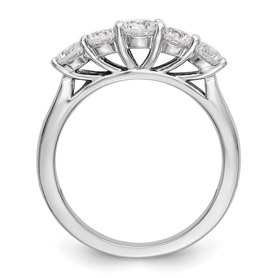 "14K White Gold 5-Stone Shared Prong (Holds 1-4.2, 2-3.8, 2-3.5mm Round) Diamond Band Mounting"