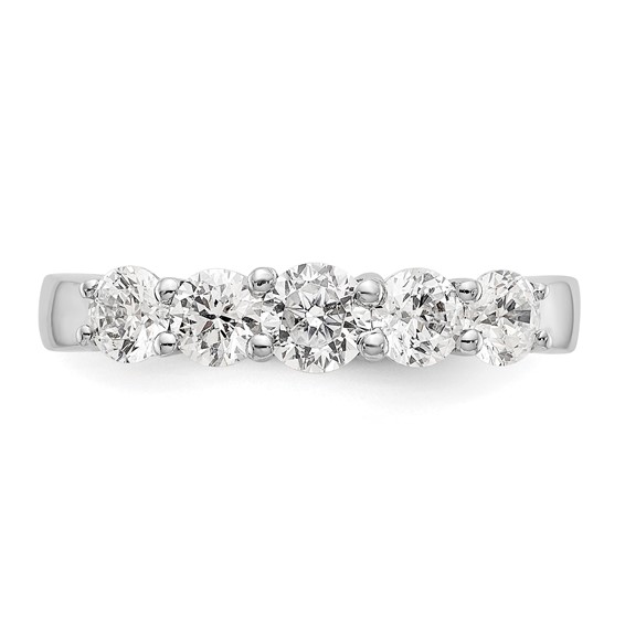 "14K White Gold 5-Stone Shared Prong (Holds 1-4.2, 2-3.8, 2-3.5mm Round) Diamond Band Mounting"