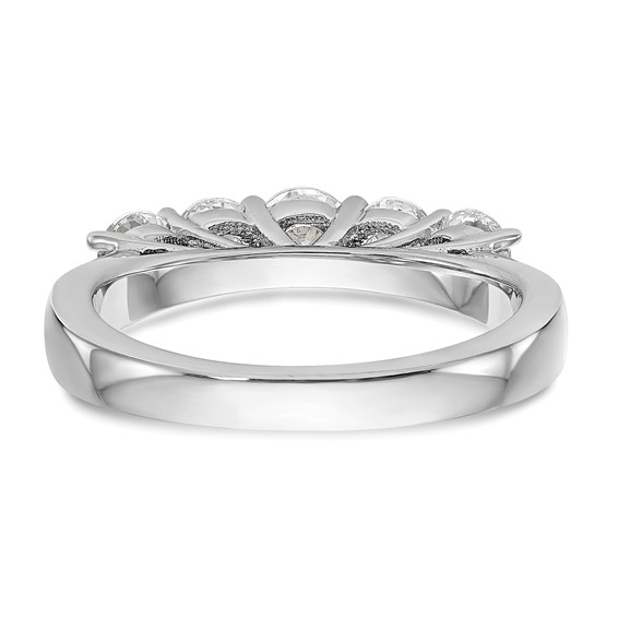 "14K White Gold 5-Stone Shared Prong (Holds 1-4.2, 2-3.8, 2-3.5mm Round) Diamond Band Mounting"