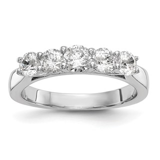 "14K White Gold 5-Stone Shared Prong (Holds 1-4.2, 2-3.8, 2-3.5mm Round) Diamond Band Mounting"