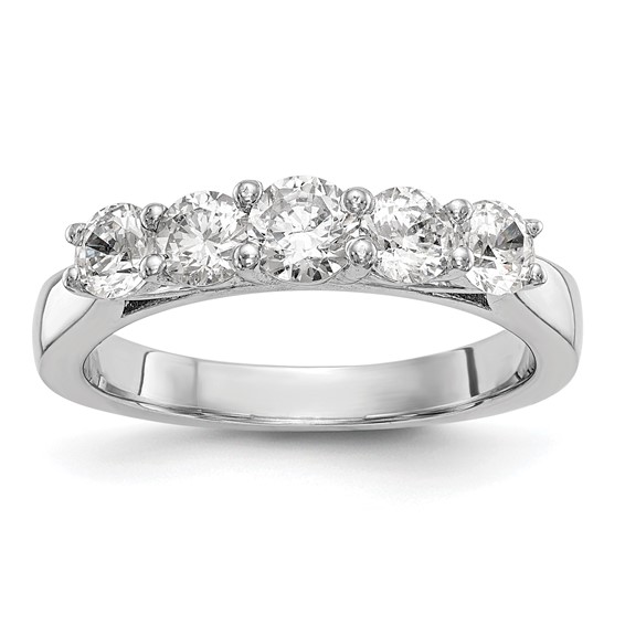 "14K White Gold 5-Stone Shared Prong (Holds 1-4.2, 2-3.8, 2-3.5mm Round) Diamond Band Mounting"
