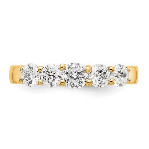 "14K Yellow Gold 5-Stone Shared Prong (Holds 1-4.2, 2-3.8, 2-3.5mm Round) Diamond Band Mounting"