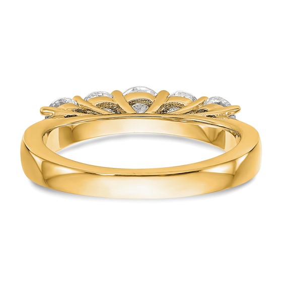 "14K Yellow Gold 5-Stone Shared Prong (Holds 1-4.2, 2-3.8, 2-3.5mm Round) Diamond Band Mounting"