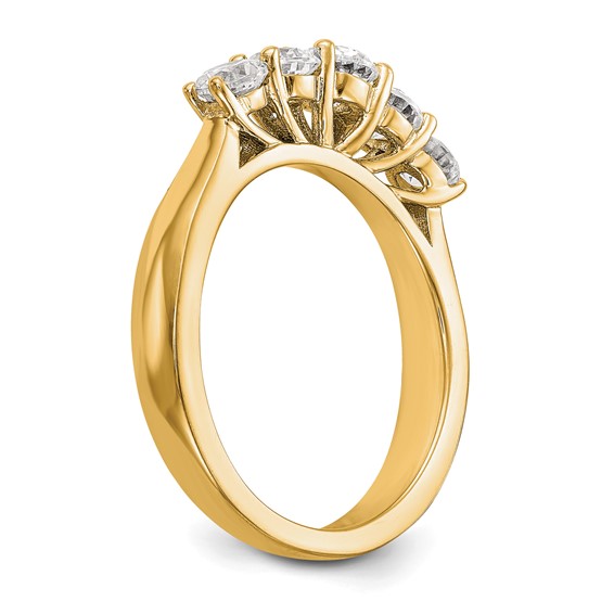 "14K Yellow Gold 5-Stone Shared Prong (Holds 1-4.2, 2-3.8, 2-3.5mm Round) Diamond Band Mounting"