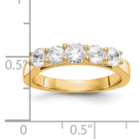 "14K Yellow Gold 5-Stone Shared Prong (Holds 1-4.2, 2-3.8, 2-3.5mm Round) Diamond Band Mounting"
