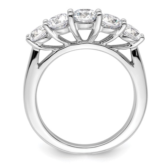 "14K White Gold 5-Stone Shared Prong (Holds 1-4.8, 2-4.4, 2-4.0mm Round) Diamond Band Mounting"