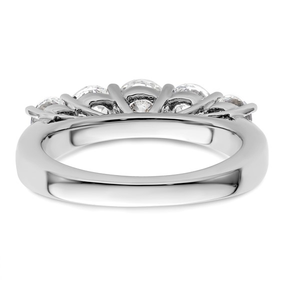 "14K White Gold 5-Stone Shared Prong (Holds 1-4.8, 2-4.4, 2-4.0mm Round) Diamond Band Mounting"