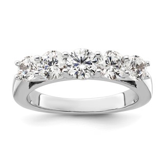 "14K White Gold 5-Stone Shared Prong (Holds 1-4.8, 2-4.4, 2-4.0mm Round) Diamond Band Mounting"