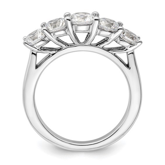 "14K White Gold 5-Stone Shared Prong (Holds 1-5.2, 2-4.8, 2-4.6mm Round) Diamond Band Mounting"