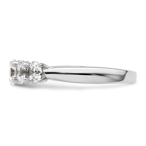 "14K White Gold 5-Stone Shared Prong (Holds 1-5.2, 2-4.8, 2-4.6mm Round) Diamond Band Mounting"