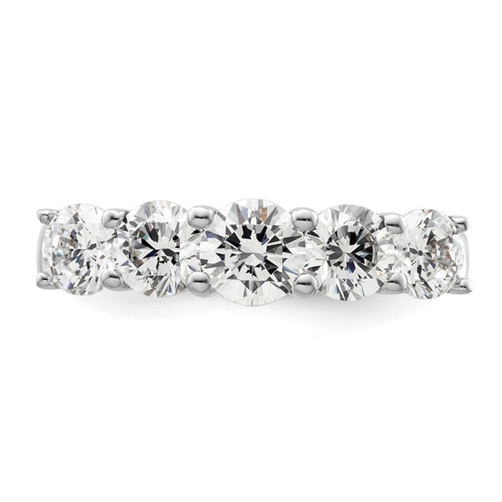 "14K White Gold 5-Stone Shared Prong (Holds 1-5.2, 2-4.8, 2-4.6mm Round) Diamond Band Mounting"