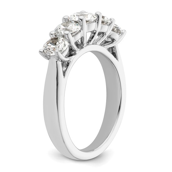 "14K White Gold 5-Stone Shared Prong (Holds 1-5.2, 2-4.8, 2-4.6mm Round) Diamond Band Mounting"