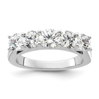 "14K White Gold 5-Stone Shared Prong (Holds 1-5.2, 2-4.8, 2-4.6mm Round) Diamond Band Mounting"
