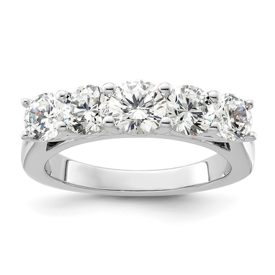 "14K White Gold 5-Stone Shared Prong (Holds 1-5.2, 2-4.8, 2-4.6mm Round) Diamond Band Mounting"