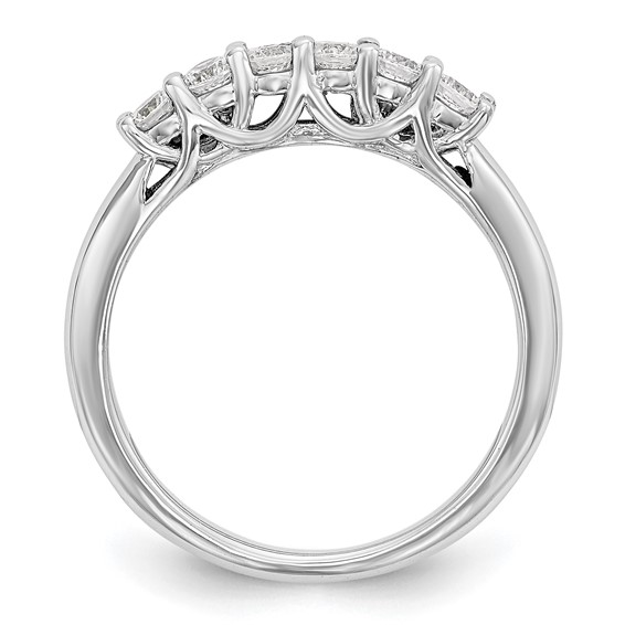 14K White Gold 6-Stone Shared Prong (Holds 6-3.1mm Round) Diamond Band Mounting