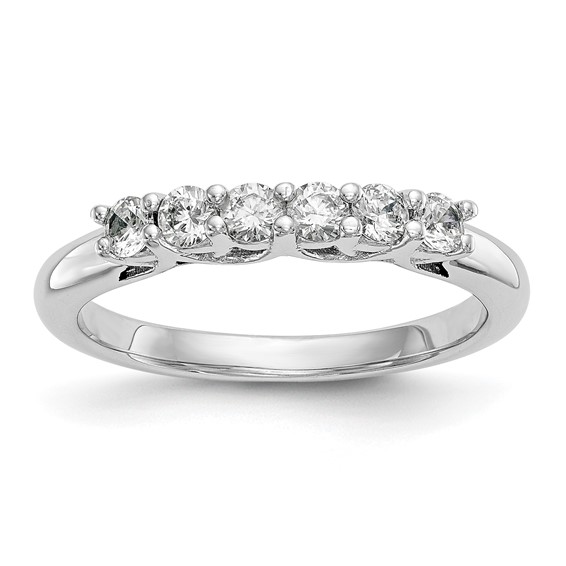 14K White Gold 6-Stone Shared Prong (Holds 6-3.1mm Round) Diamond Band Mounting