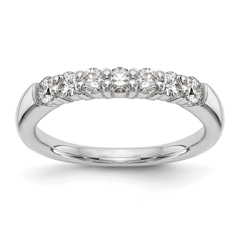 14K White Gold 0.75 Carat Lab Grown Diamond VS SI+ G+ Seven Stone Complete Fashion Band