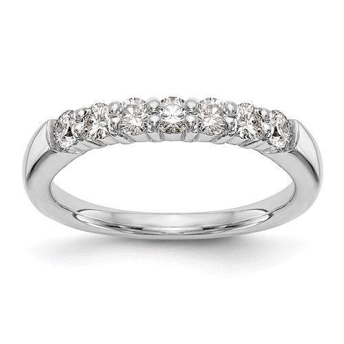 14K White Gold 0.75 Carat Lab Grown Diamond VS SI+ G+ Seven Stone Complete Fashion Band, Size 4.5