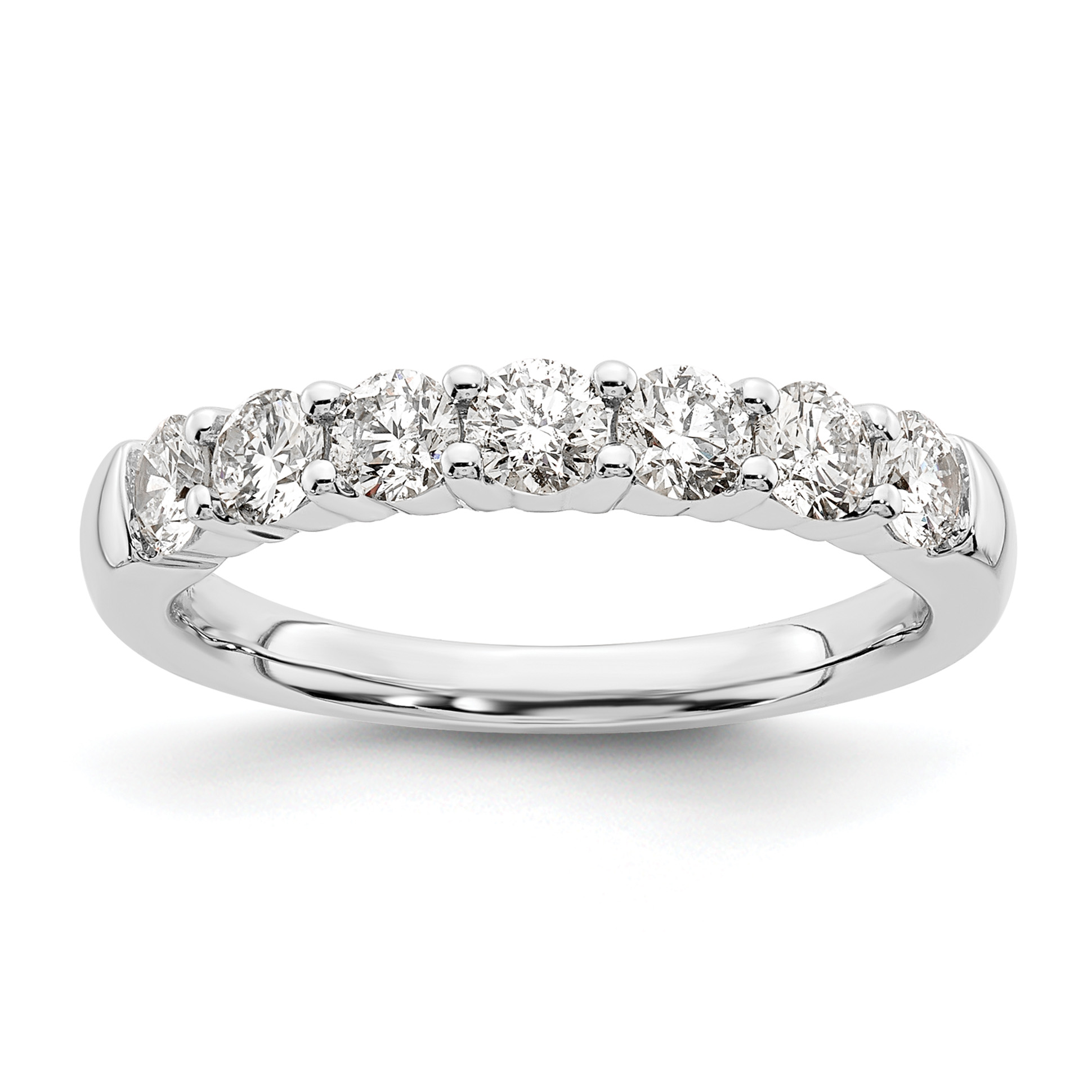14k White Gold 1 carat Lab Grown Diamond VS/SI+ G+ Seven Stone Complete Fashion Band (RM3187B-105-7WLG)