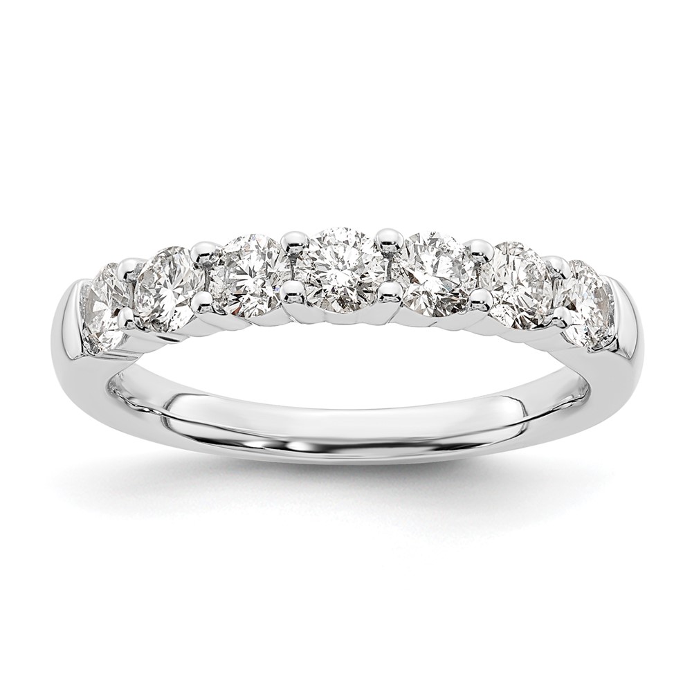 14K White Gold 1 Carat Lab Grown Diamond VS SI+ G+ Seven Stone Complete Fashion Band