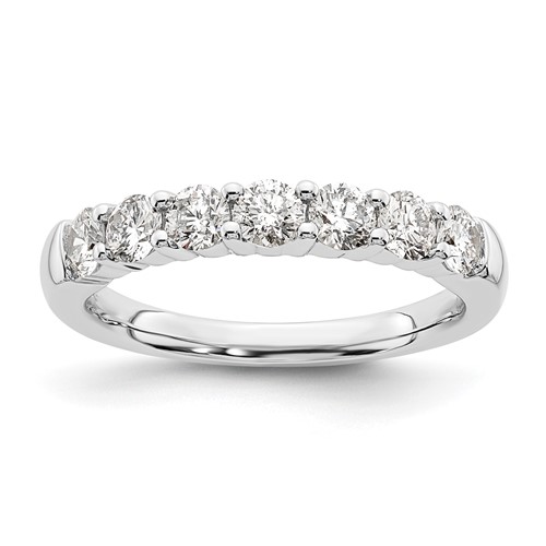 14K White Gold 1 Carat Lab Grown Diamond VS SI+ G+ Seven Stone Complete Fashion Band, Size 4.5