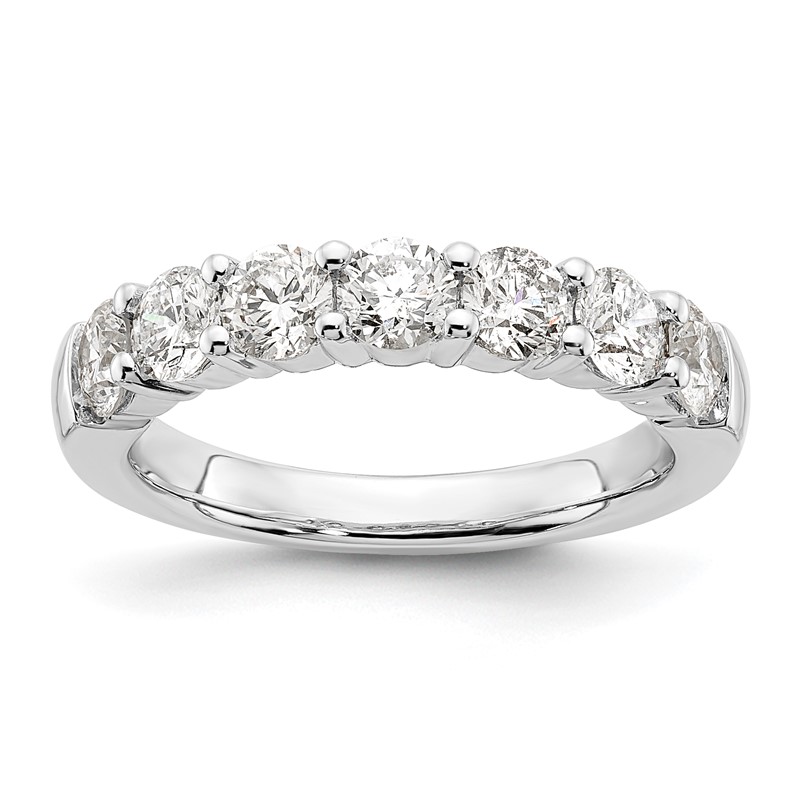 14k White Gold 1 5/8 carat Lab Grown Diamond VS/SI+ G+ Seven Stone Complete Fashion Band
