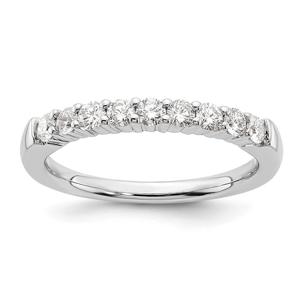 14K White Gold 0.50 Carat Lab Grown Diamond VS SI+ G+ Nine Stone Complete Fashion Band