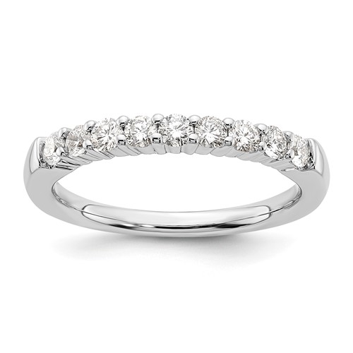 14K White Gold 0.50 Carat Lab Grown Diamond VS SI+ G+ Nine Stone Complete Fashion Band