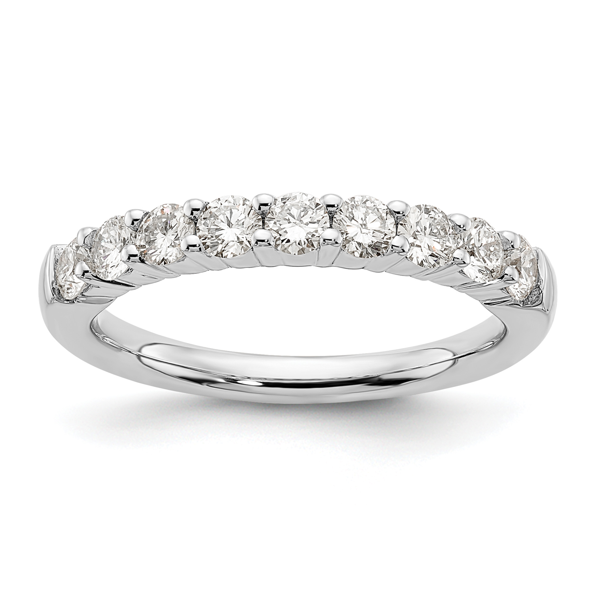 14k White Gold 3/4 carat Lab Grown Diamond VS/SI+ G+ Nine Stone Complete Fashion band (RM3188B-071-7WLG)
