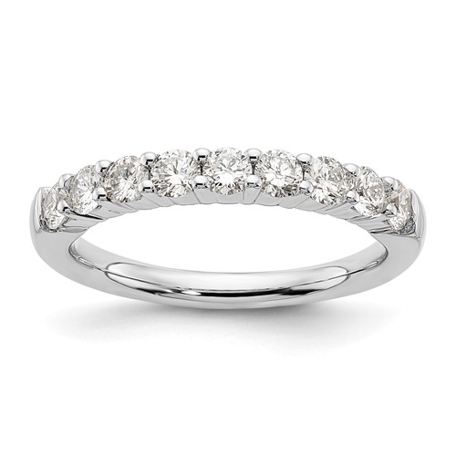 14K White Gold 0.75 Carat Lab Grown Diamond VS SI+ G+ Nine Stone Complete Fashion Band