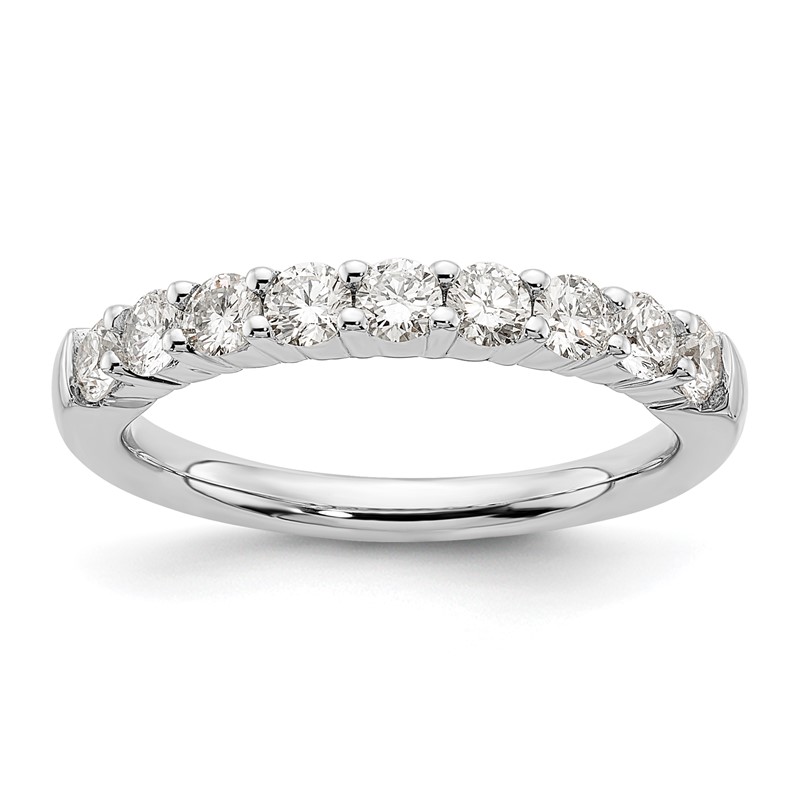 14k White Gold 3/4 carat Lab Grown Diamond VS/SI+ G+ Nine Stone Complete Fashion band