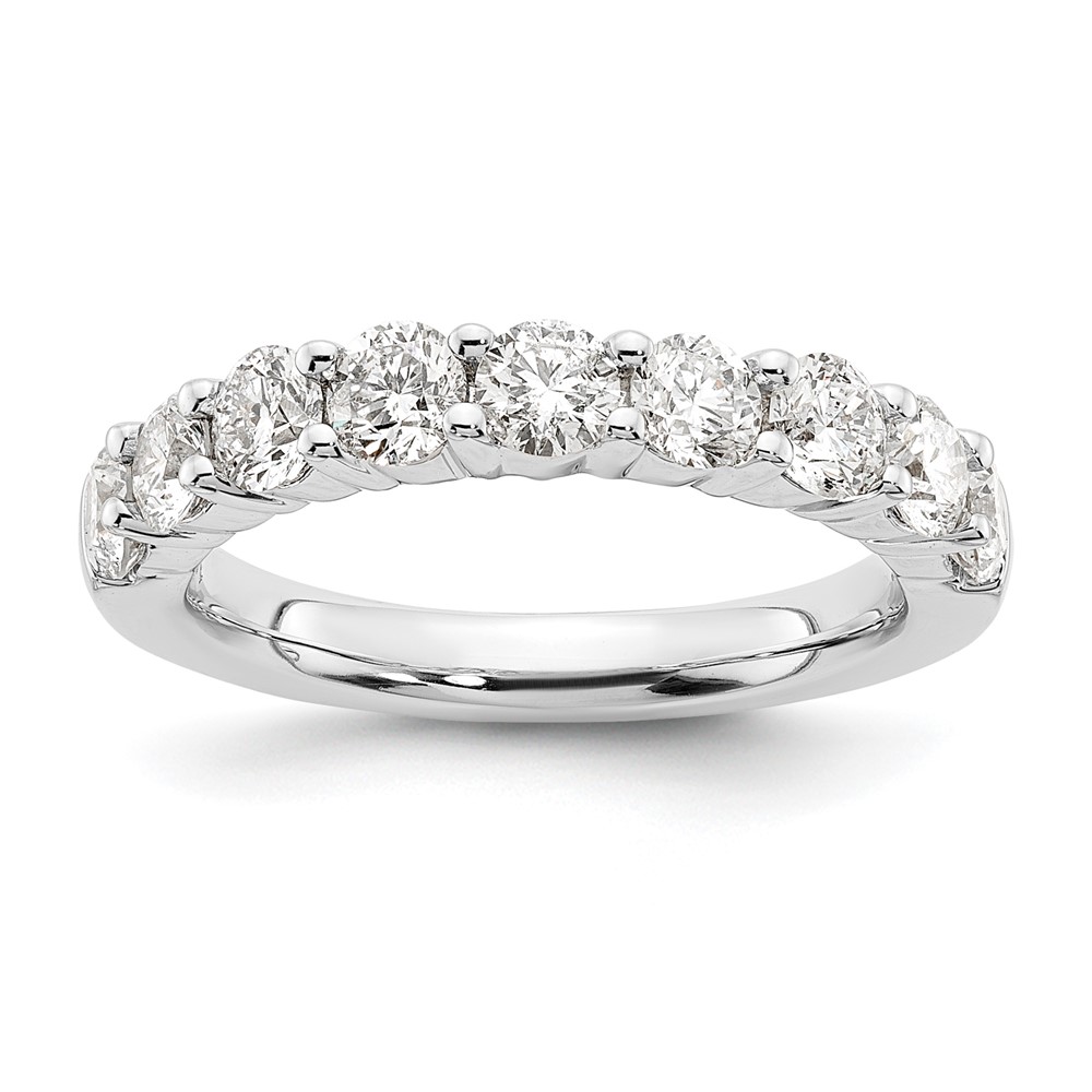 14K White Gold 1.62 Carat Lab Grown Diamond VS SI+ G+ Nine Stone Complete Fashion Band