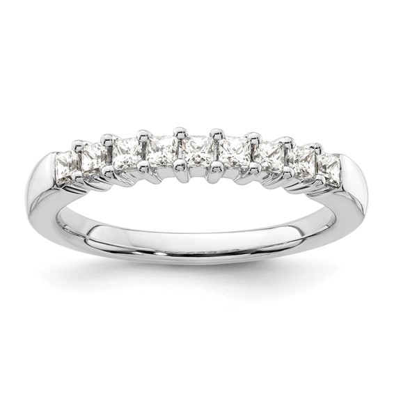 14K White Gold 9-Stone Shared Prong (Holds 9-2.0mm Princess) Diamond Band Mounting