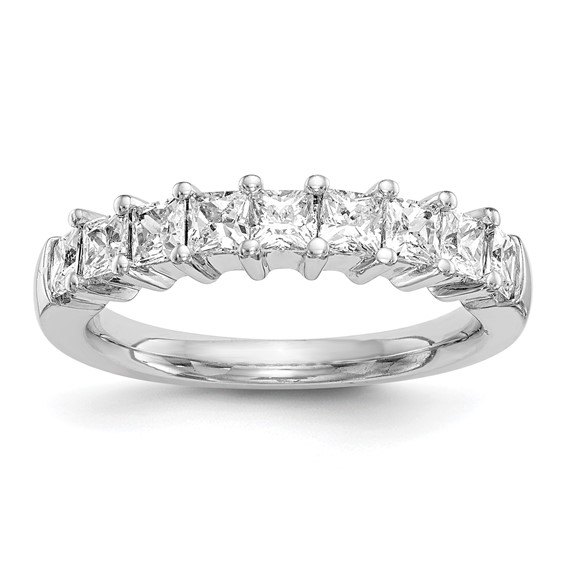 14K White Gold 9-Stone Shared Prong (Holds 9-2.8mm Princess) Diamond Band Mounting