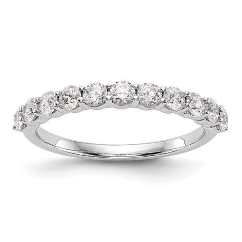 14K White Gold 0.75 Carat Lab Grown Diamond VS SI+ G+ Eleven Stone Complete Band