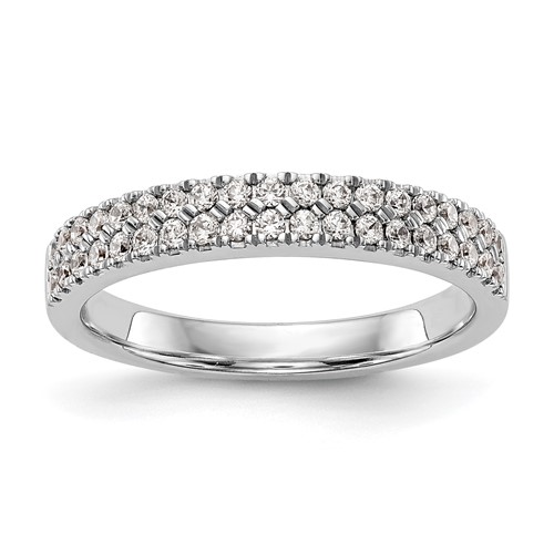 14K White Gold 0.38 Carat Lab Grown Diamond VS SI+ G+ Complete Double Row Band