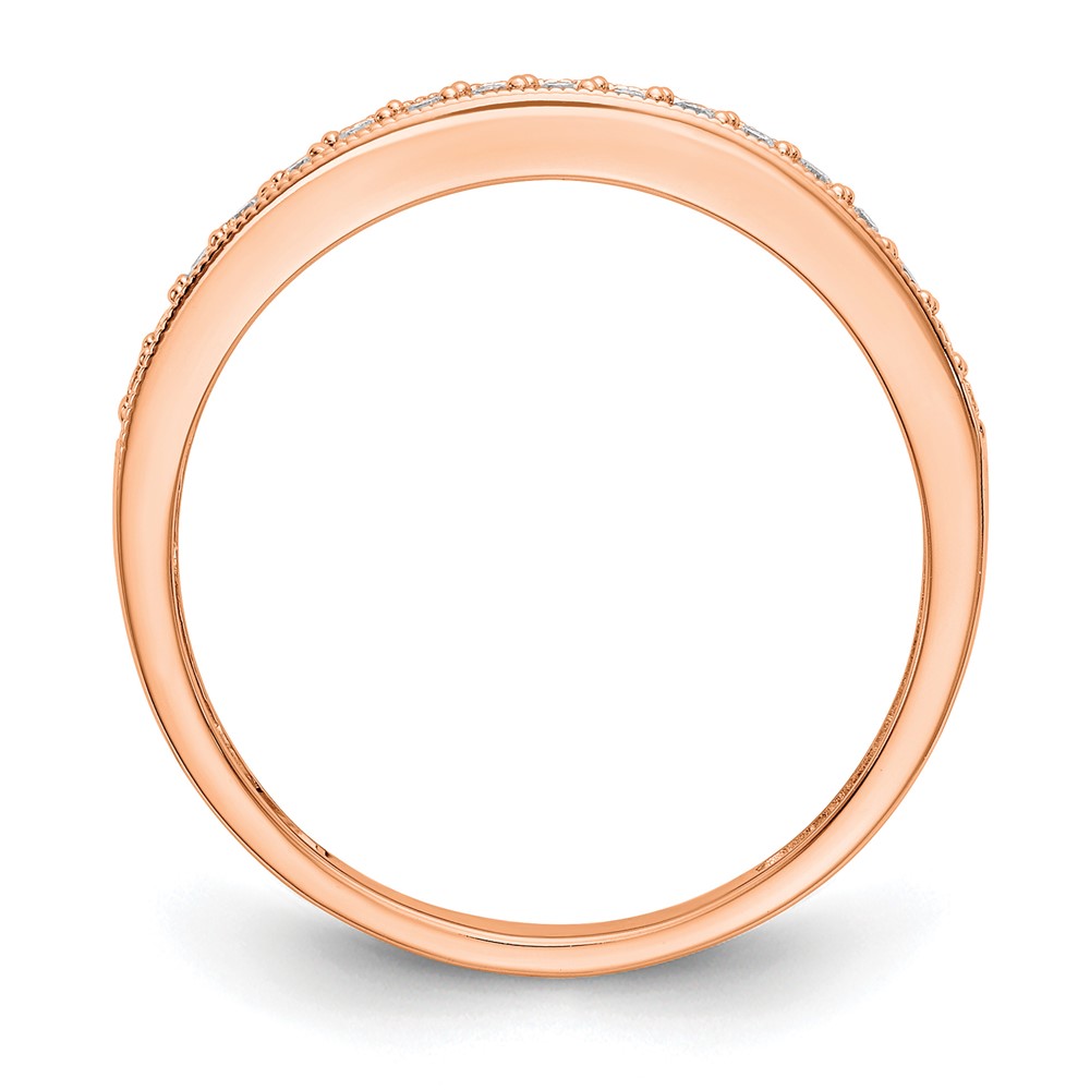 14k Rose Gold 1/6 carat Lab Grown Diamond VS/SI+ G+ Complete Size 5 Wedding Band (RM3223B-010-5RLG)