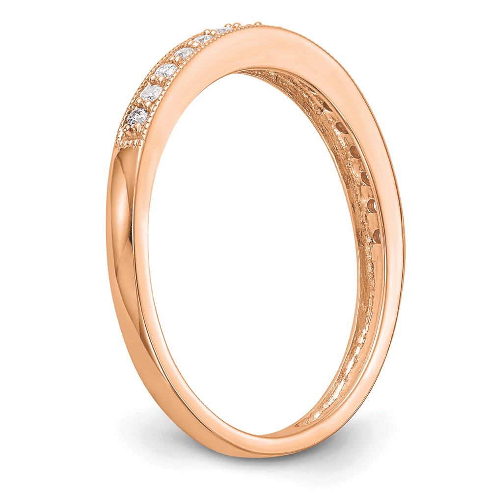 14k Rose Gold 1/6 carat Lab Grown Diamond VS/SI+ G+ Complete Size 5 Wedding Band (RM3223B-010-5RLG)