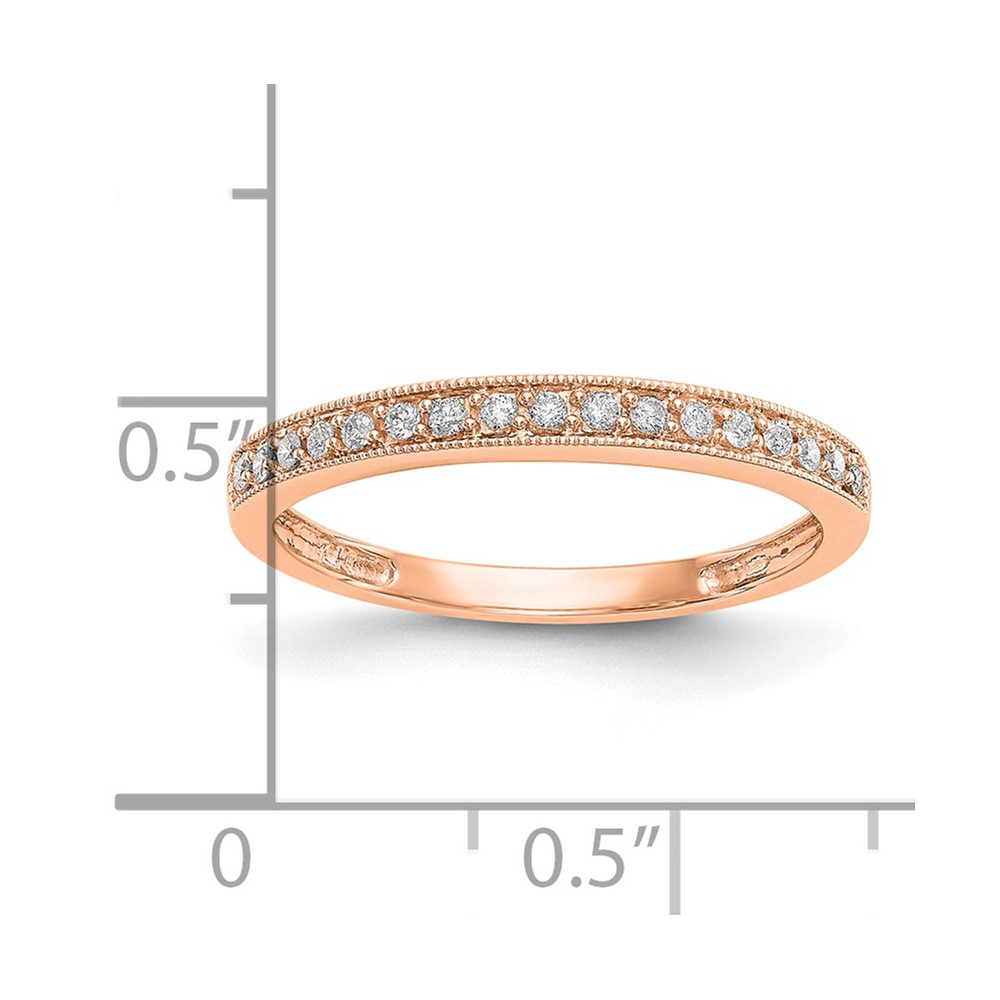 14k Rose Gold 1/6 carat Lab Grown Diamond VS/SI+ G+ Complete Size 5 Wedding Band (RM3223B-010-5RLG)