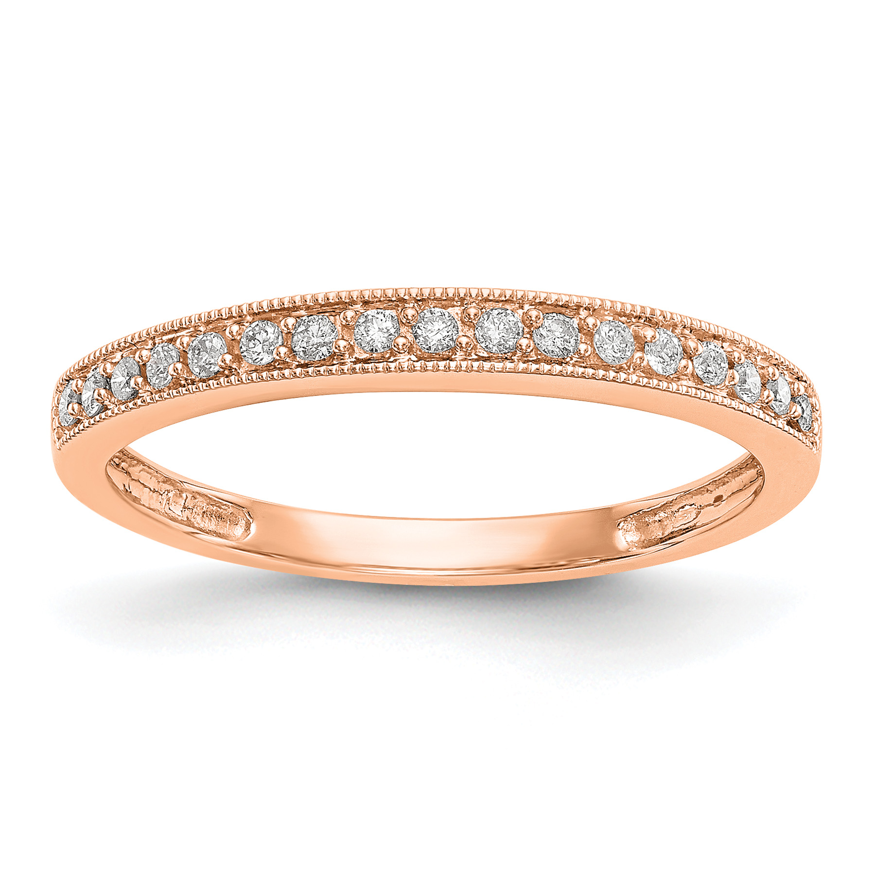 14k Rose Gold 1/6 carat Lab Grown Diamond VS/SI+ G+ Complete Size 7 Wedding Band (RM3223B-010-7RLG)