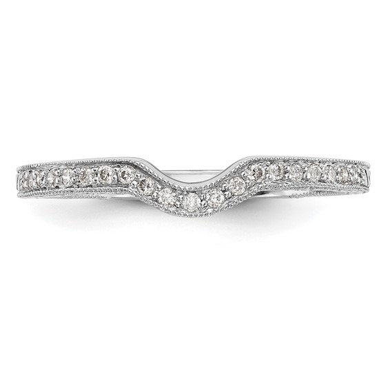 14k White Gold 1/8 carat Diamond Contoured Complete Wedding Band
