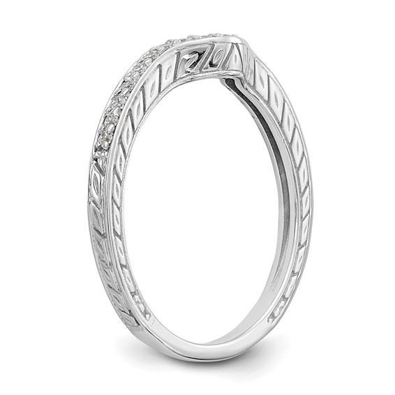 14k White Gold 1/8 carat Diamond Contoured Complete Wedding Band